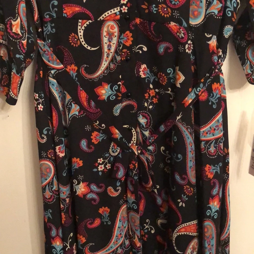 Nanette Lepore black teal print dress Size 14 - Picture 10 of 10